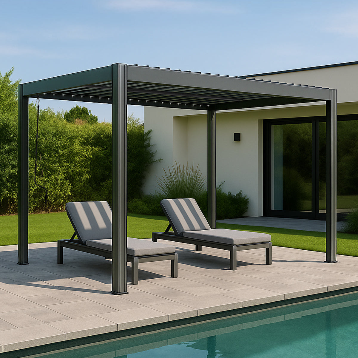 Elmont 3m x 4m Aluminium Pergola (Charcoal Grey)